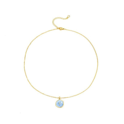 COMFORTH 14K gold-plated necklace with a blue inlay cross pendant. Features an adjustable chain and hypoallergenic design.