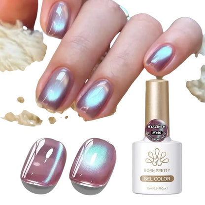 COMFORTHyacinth cat-eye effect gel nail polish with a shimmering purple and blue multi-dimensional effect.