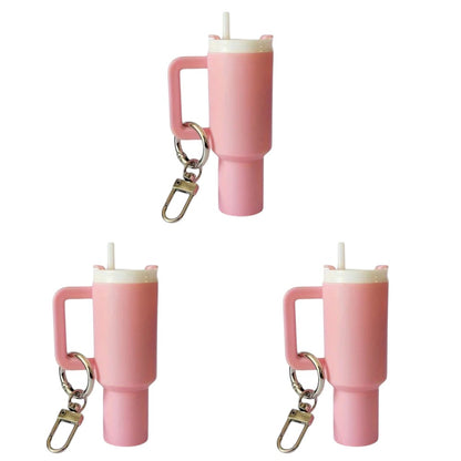 COMFORTH pink mini tumbler keychain with handle and straw, a fun and functional accessory.