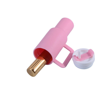 COMFORTH pink mini tumbler keychain with handle and straw, gold straw detail