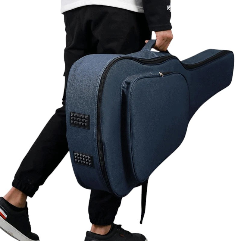 COMFORTH navy blue padded guitar gig bag with carrying handle and accessory pocket