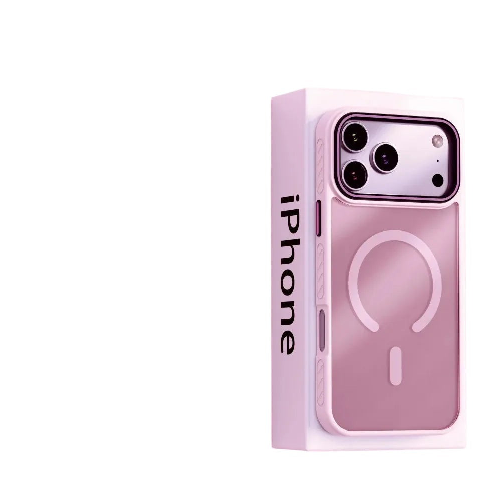 COMFORTH pink protective phone case with magnetic ring for iPhone, shock-absorbent material, MagSafe compatible.