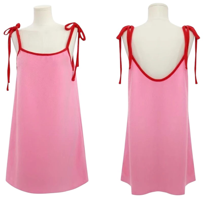 Terry Cloth Slip Dress With Tie Straps