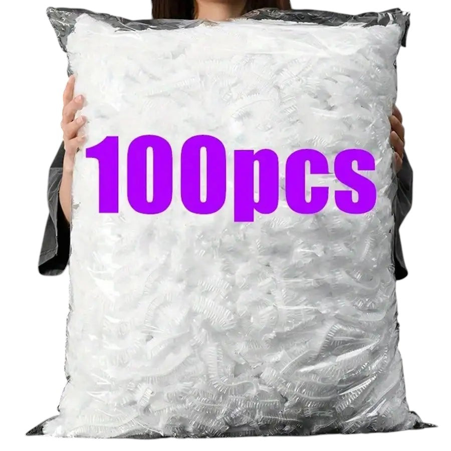 COMFORTH 100 pack reusable elastic food covers for bowls and plates, clear plastic, food-grade material.