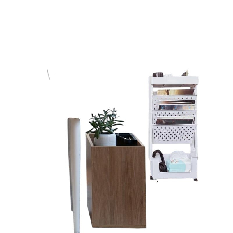 COMFORTH slim white rolling storage cart with multiple shelves, perfect for organizing magazines, toiletries, and office supplies.