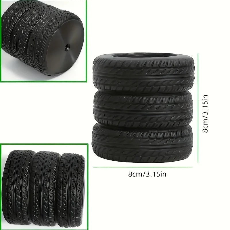 COMFORTH black tire-shaped desk organizer pen holder with realistic tread pattern. Holds pens, pencils, markers.
