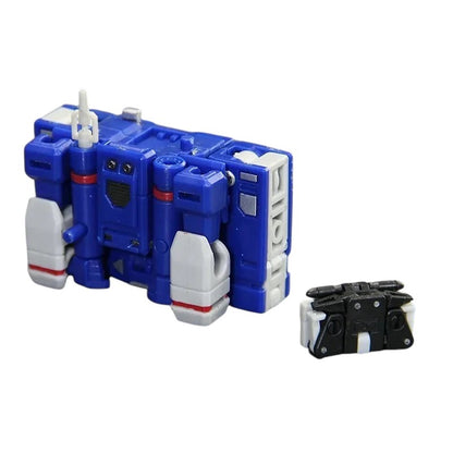 COMFORTH Transformers Evil Energy 4 Tuner S action figure in boombox mode, blue with silver accents, includes mini cassette.