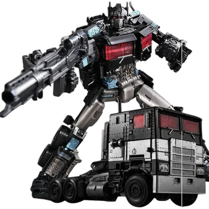 COMFORTH black and silver transforming robot action figure with rifle, converts to semi-truck.