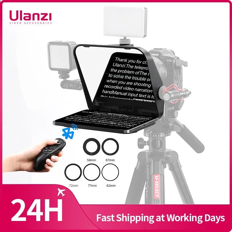 Ulanzi Teleprompter For Phones And Tablets With Bluetooth Remote Control