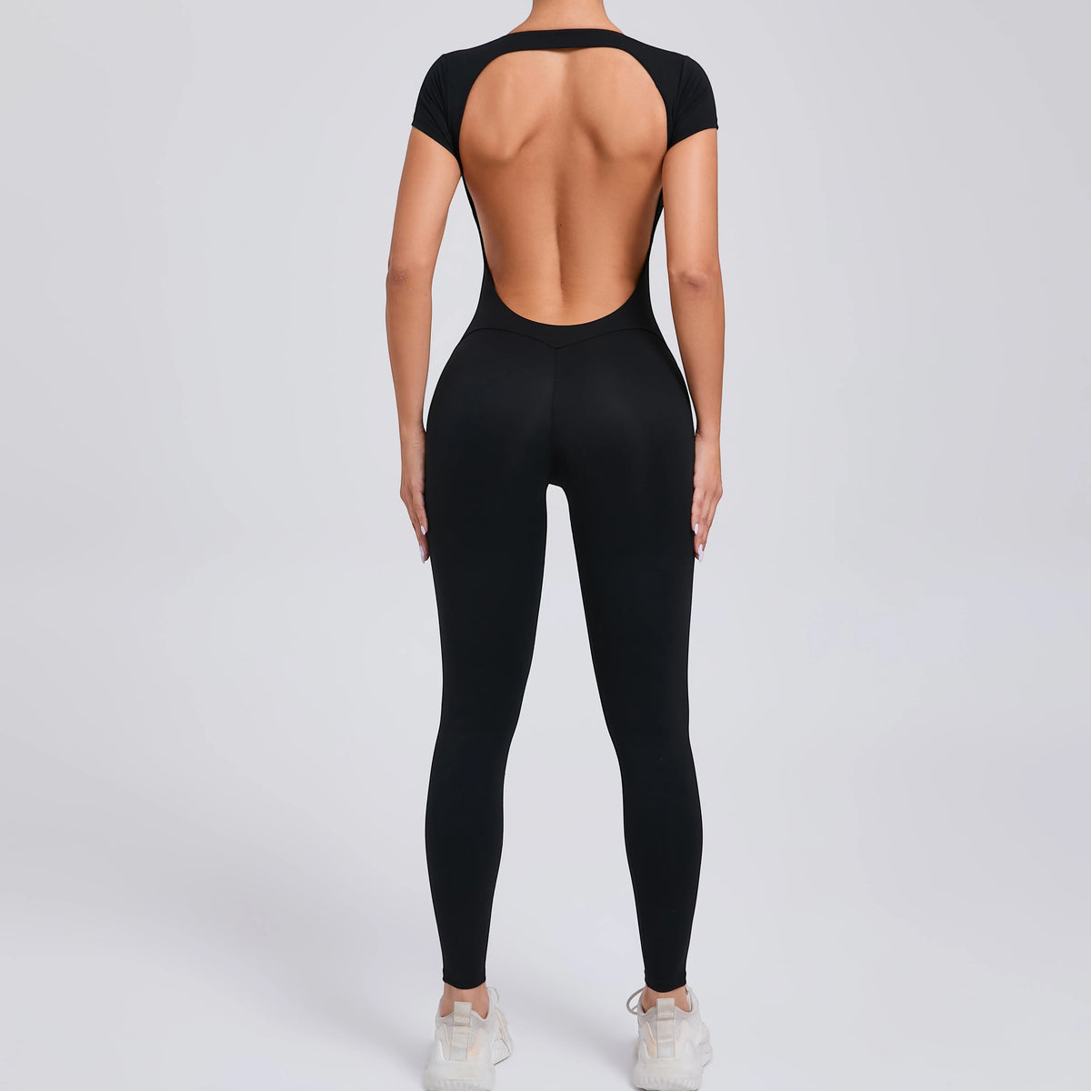 Short Sleeve Full Length Bodysuit For Activewear black
