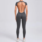 Short Sleeve Full Length Bodysuit For Activewear GRAY