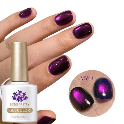 COMFORTHere is the original image: Born Pretty Gel Nail Polish Collection in deep purple with a cat-eye effect. Bottle shown with nails.