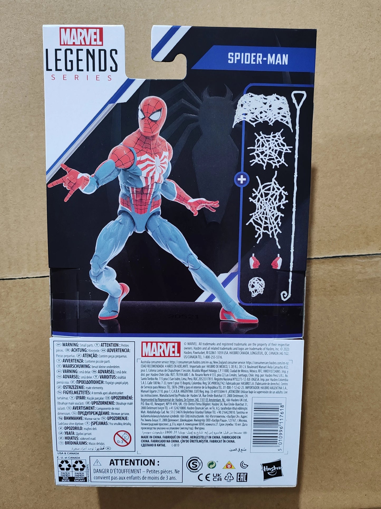 COMFORTHere Marvel Legends Spider-Man action figure in red and blue suit with web details. Includes web accessories.