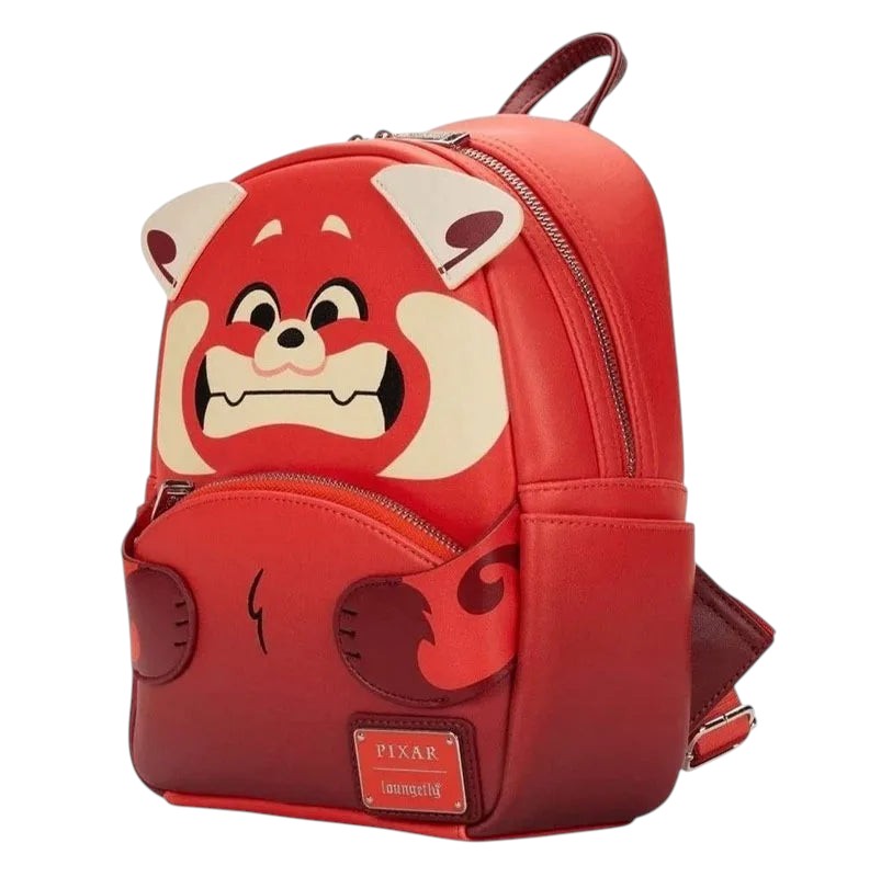 COMFORTHere red panda mini backpack inspired by Disney Pixar's Turning Red. Features character face, ears, and adjustable straps.