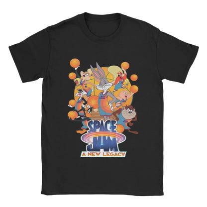 COMFORTHere black cotton t-shirt features the Space Jam: A New Legacy cast with Bugs Bunny and Tazmanian Devil. Relaxed fit.