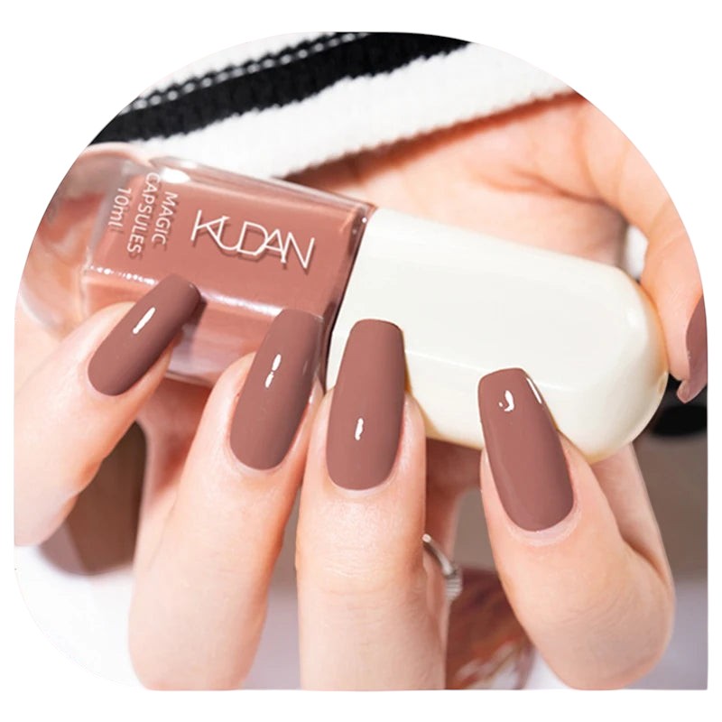 COMFORTHere Water-Based Peel Off Nail Polish in a muted brown shade. 10ml bottle.