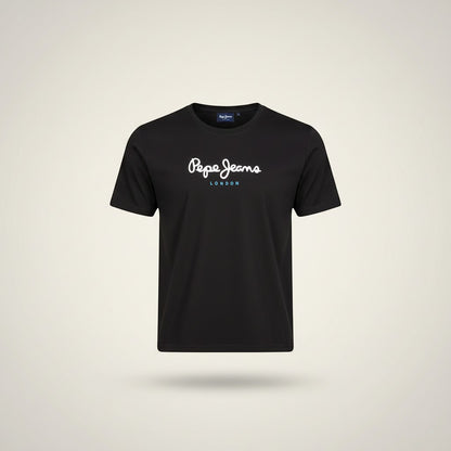 COMFORTS black short sleeve cotton t-shirt with Pepe Jeans London logo on chest.