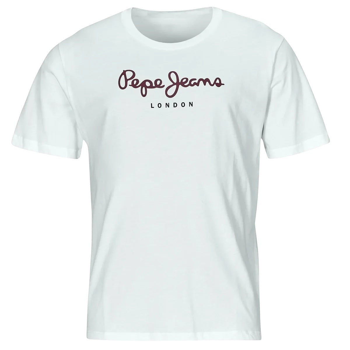 COMFORTS white cotton t-shirt with Pepe Jeans London logo graphic on chest. Relaxed fit, crew neck, short sleeves.