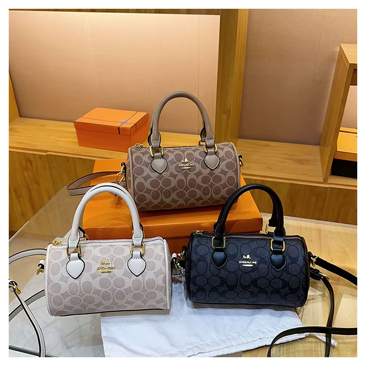 Mini Vintage Boston Women's Quilted Pillow Shoulder Bag Retro Monogram Crossbody Stylish Handheld Diaper Bag